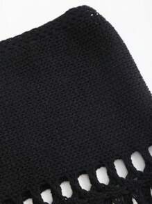 Sweetra Women's Sweet Style Black Hollow Lace Halter Tie Embroidered Knit Blouse, Spring/Summer - Black - View 4