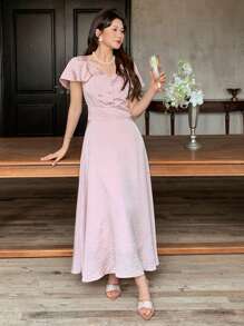 DAZY Women's Ruffled Hem Long Dress, Spring/Summer - Pink - View 2