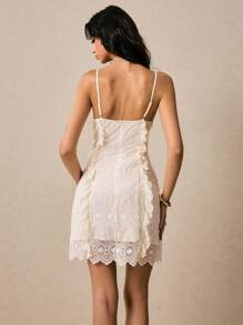 Poéselle Vestido de vacaciones de verano con volantes y tirantes para mujer