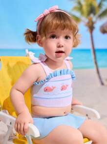 Baby Girls' Cute Flower Print Swimsuit - Multicolor - View 4
