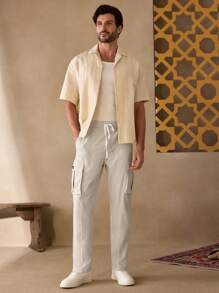 Manfinity ModaGents Pantaloni cargo da uomo casual, a vita media, con coulisse e tasche multiple, taglio affusolato