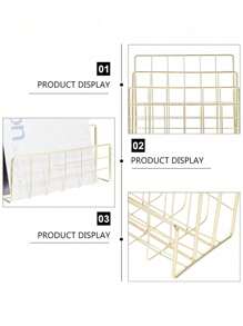 SHEIN Prateleira de armazenamento multicamadas para cartas e livros, decoração minimalista para a volta às aulas