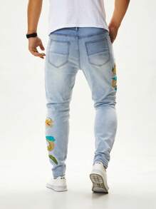 Manfinity Homme Men's Fashion Denim Long Pants, Suitable For Summer - Blue - View 2