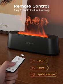 Teckwe LED 7-Color Flame Diffuser Humidifier, USB Powered With Remote Control And Timer Function. Auto Shut-Off When Waterless. Suitable For Bedroom, Office, Yoga Room, Etc.