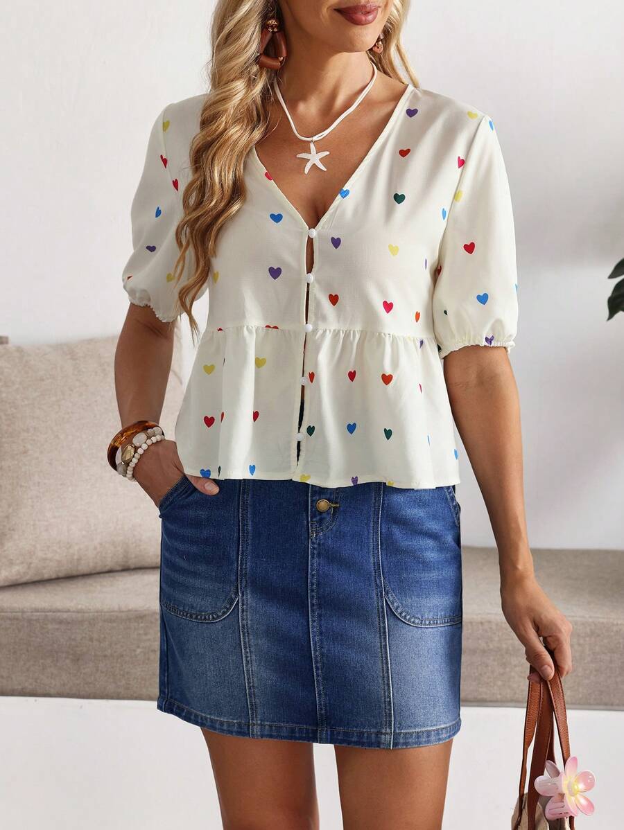 Breezaya Women's Casual Blue Denim Short Skirt With Classic Pockets And Button Detail - Blue - View 1