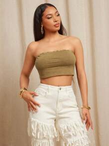 Vixey Mineral Wash Basic Strapless Crop Tube Top