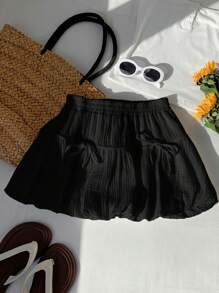 Comfortcana Women's Casual Bowknot Decor Bubble Hem Skirt, Summer