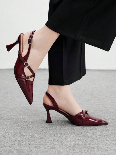 CUCCOO BIZCHIC New Summer Women Closed Toe Sandals, Strap Double Buckle Criss-Cross Pointed Toe Sexy High Heels For Work Office