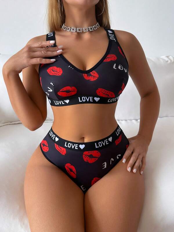 SHEIN Women's Lingerie Set: Spaghetti Strap Bra And Panty
