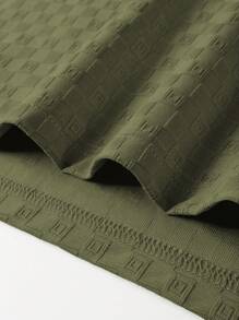 Manfinity Homme Men's Casual Textured Contrast Trim Short Sleeve Polo Shirt, Summer Polo T Shirt Men - Army Green - View 4