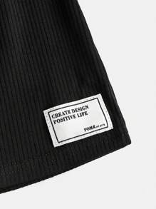 Young Girl Solid Color Letter Graphic Casual Romper - Brown - View 5