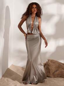 Opulessa Women Two Pieces Outfits For Daily Wear - Silver - View 6