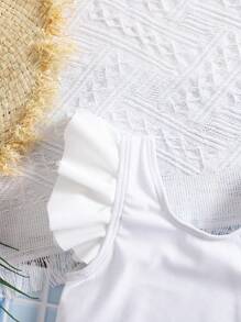 SHEIN Maillot de bain une pièce pour bébé fille avec volants, décoré d'1 pièce nœud floral