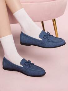 CUCCOO DOLLMOD 圆头蝴蝶结装饰平底舒适甜美女士乐福鞋