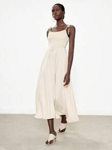 Lumivelle Đầm Maxi Mùa Xuân Hè Cho Nữ, Váy Dài, Váy Ngắn ... - Màu be - Xem 6