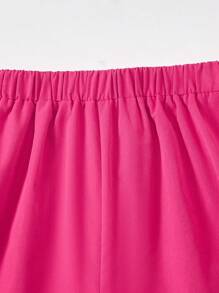 SHEIN Set de 2 piezas con chaleco de cuello de solapa y pantalones de un solo botonadura en unicolor para niñas preadolescentes