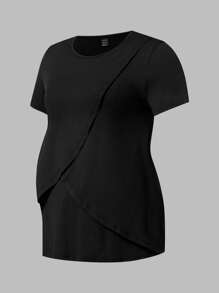 Modmama 2pcs/Set Maternity Casual Loose Nursing Short Sleeve T-Shirt Summer - Blue - View 8