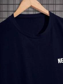RueChic 2 pièces Hommes T-shirts réguliers en coton avec impression de lettre