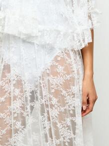AiiRZ Vestido maxi con capa de encaje y cubre braga a juego