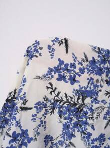 SHEIN Clasi Vestido Maxi de mujer para vacaciones con estampado floral de volantes y bajo con volantes