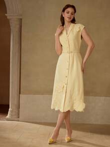 MOTF PREMIUM VESTIDO CAMISERO CON BORDADO FLORAL