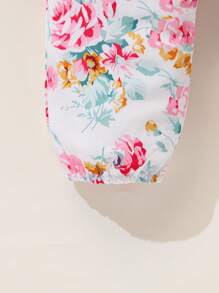 SHEIN 女童花卉印花方领荷叶边无袖连体裤，适合春夏季外出、度假和日常穿着 - 彩色 - 查看 6