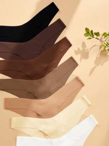 女士纯色无缝丁字裤 7 条装 - 彩色 - 查看 3