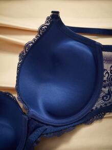 Charlaine ملابس داخلية نسائية من الدانتيل الفرنسي المثيرة، سلاسل مزودة بحافة مقوّية رافعة ومحسّنة للصدر، صدّارة قابلة للتعديل - الأزرق - مشاهدة 2