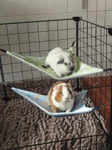 1pc Cartoon Printed Double-Sided Triangle Hammock For Cool Breathable Ice-Silk Squirrel Hanging Bed Pad, Suitable For Sugar Glider, Flying Squirrel, Hamster, Guinea Pig And Other Small Animals, All Seasons - Multicolor - View 1