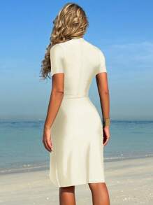 Swim Mulvari SS2025 Women Spring/Summer Beach Swimwear,TSolid Colour Women Bukini Swimsuit,Summer Outfit - White - View 2