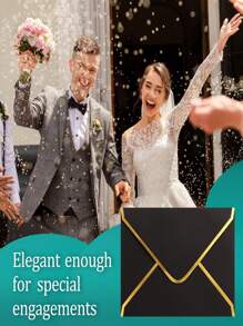 SHEIN 50 Pack Envelopes For Invitations With Gold Border, Self Adhesive A7 Envelopes With V-Flap, Great For Graduation, Invitation, Shower, Wedding And RSVP Cards - Multicolor - View 5