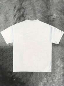 Manfinity Dauomo 3D Katzen Grafik Glitch Effekt T-Shirt, einzigartiges Mode Streetwear Rundhals Kurzarm T-Shirt mit Katzen Motiv für Herren - Weiss - Übersicht 2