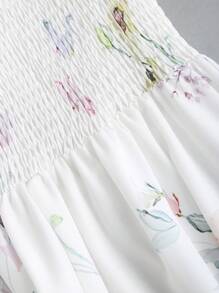 Sweetra Vestido midi de verano francés, vestido elegante de alta gama con estampado de tulipanes para señoras