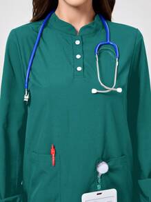 TaskEZ Scrub Uniform Set - Long Sleeve Top & Pants, Minimalist & Fashionable, Suitable For Summer - Mint Green - View 4