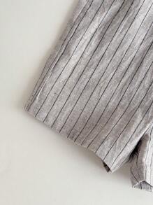 Loomiva Baby Boy Colorful Striped Decorated Pocket Strap Romper Shorts - Coffee Brown - View 6