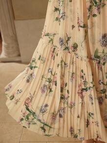 MOTF PREMIUM 飘逸花卉印花百褶裙 - 黃色 - 查看 2