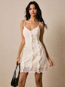 Poéselle Vestido de vacaciones de verano con volantes y tirantes para mujer