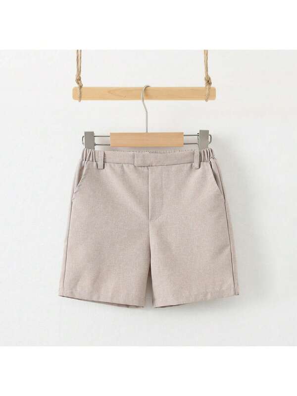 Loomiva Young Boys' Solid Color Elastic Waist Casual Versatile Comfortable Shorts