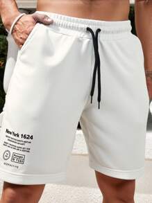 RueChic Men Black And White Letter Printed Regular Short - Black and White - View 1