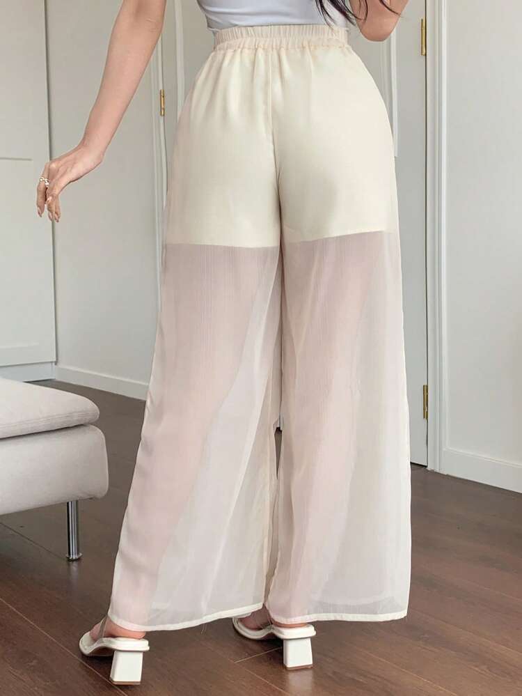 Women's Sequin Patchwork Elastic Waist Wide Leg Pants Carnival