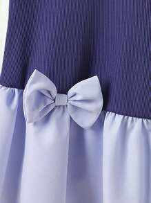 Souflis Souflis Vestido de verano azul marino para niñas bebé, lindo, de cumpleaños, cuello alto, sin mangas, patchwork asimétrico, elegante, dulce, de moda, cómodo, para uso diario - Multicolor - Ver 6