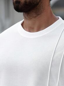 Manfinity Homme 2pcs/Set Plus Size Men's Summer Casual Solid Color Round Neck Short Sleeve T-Shirt And Shorts, Cozy Outfits - White - View 6