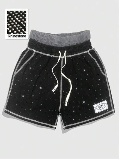 Street Life Pantaloncini da uomo con cintura luccicante e decorata con diamanti