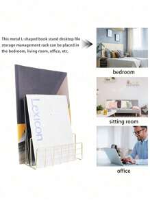 SHEIN Prateleira de armazenamento multicamadas para cartas e livros, decoração minimalista para a volta às aulas