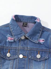 Young Girls Denim Two Pieces Outfits - Medium Wash - View 4