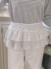 DAZY Falda con pliegues, volantes y cordón ajustable en la cintura, versátil para primavera/verano