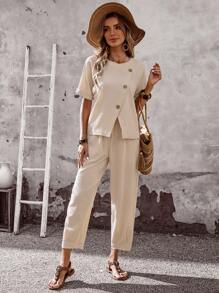 Faunlyn Summer Outfits For Women Vacation Outfits Women Vacation Vacation Outfits Woman Country Concert Outfit Vacation Two Pieces Set Rave Outfits Festival Concert Outfit Women Two Pieces Summer Set Women Clothing Summer 1960s Outfit European Summer Women Two Pieces Outfits - Khaki - View 5