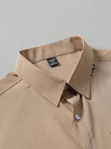 Manfinity Homme Men's Flower & Letter Graphic Short Sleeve Shirt Set - Khaki - View 4