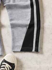Young Boy Side Contrast Stitching Loose Straight-Leg Pants, Versatile For Daily Casual And Sports, Breathable Thin Fabric