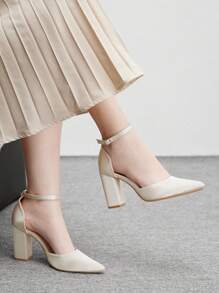 CUCCOO BIZCHIC C Women Champagne Color Block Heel Wedding Pumps For Christmas - Apricot - View 5